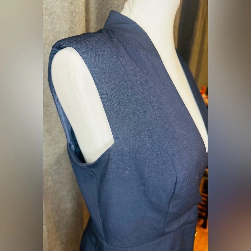 Venus Navy Blue Sleeveless Blazer Dress Women’s Size 8 – Midi Dress